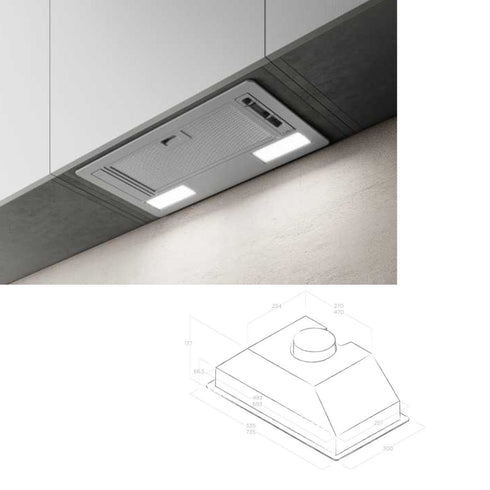 Elica 52cm ERA Canopy Hood for 60cm Unit Silver